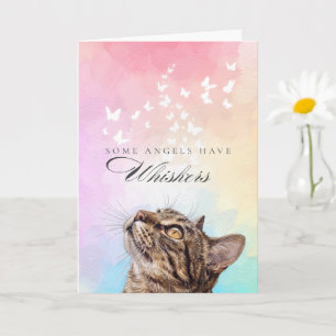 Rainbow Whiskers Brown Tabby Cat Loss Sympathy Card