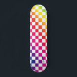 Rainbow & White Checkers & Name or Text Skateboard<br><div class="desc">Stand out with this rainbow and white checkers print skateboard.  Complete with your name or text.</div>