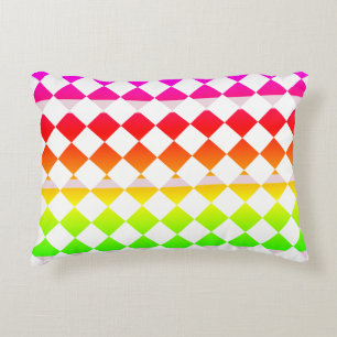 Rainbow white diamond pattern accent pillow