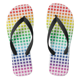 Rainbow white grid pattern Pride lgbtq lgbt Flip Flops