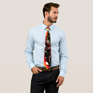Rainbow White Music Notes on Black Tie