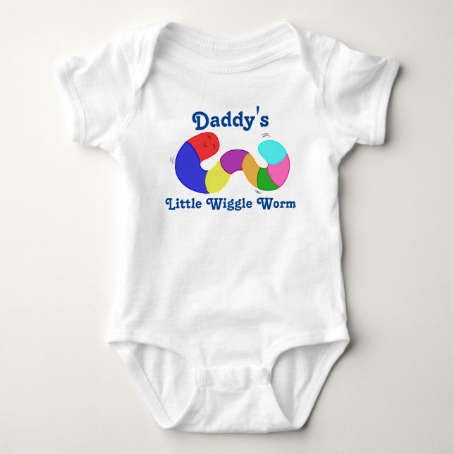 Rainbow Wiggle Worm Custom Kids Shirt - Blue Text (Front)