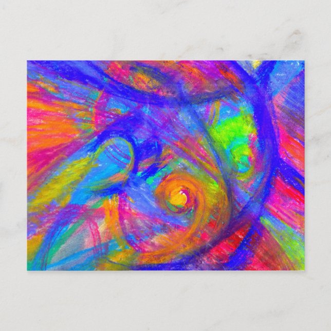 Rainbow Wild Postcard | Abstract Pastel Chalk Art (Front)