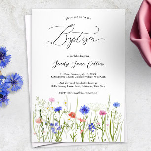 Rainbow Wildflower Meadow Baptism Invitation