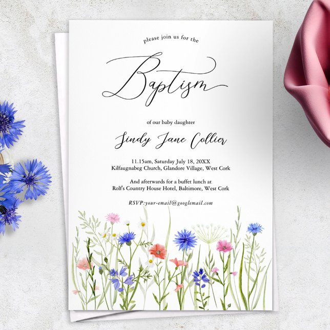 Rainbow Wildflower Meadow Baptism Invitation (Creator Uploaded)