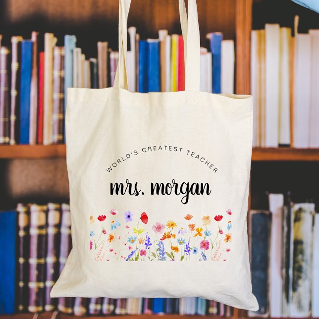 Rainbow Wildflowers Kindergarten Teacher Gift  Tote Bag (Creator Uploaded)
