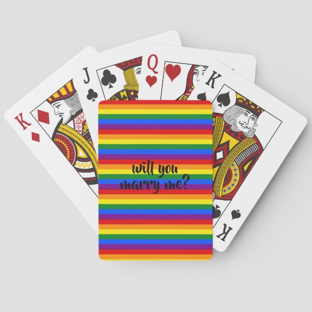 rainbow .. will you marry me playing cards (Back)