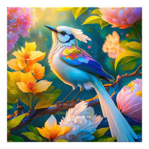 Rainbow Winged Jay Fantasy Bird Photo Print