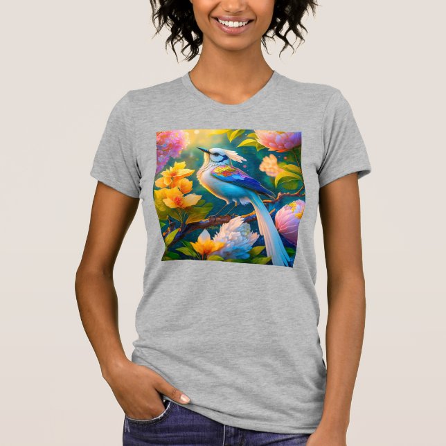 Rainbow Winged Jay Fantasy Bird T-Shirt (Front)