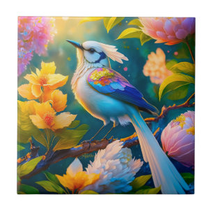 Rainbow Winged Jay Fantasy Bird Tile