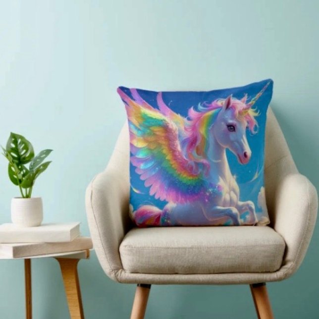 Rainbow Winged Prancing Unicorn Cushion (Creator Uploaded)