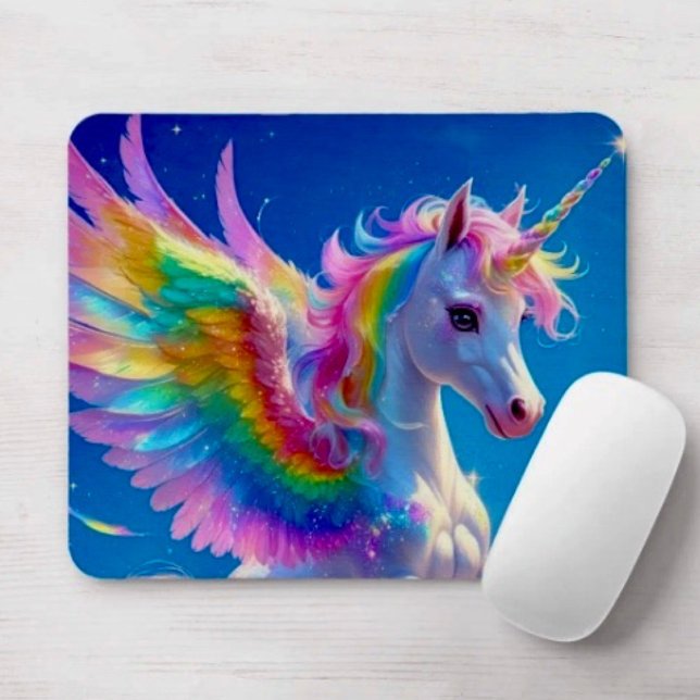 Rainbow Winged Prancing Unicorn Mouse Mat (Creator Uploaded)