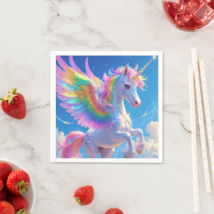 Rainbow Winged Prancing Unicorn  Napkin