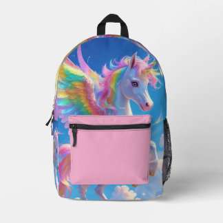 Rainbow Winged Prancing Unicorn  Printed Backpack