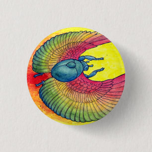 Rainbow Winged Scarab 3 Cm Round Badge