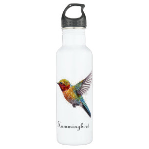 Rainbow Wings: Vibrant Hummingbird Art, custom 710 Ml Water Bottle