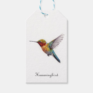 Rainbow Wings: Vibrant Hummingbird Art, custom Gift Tags