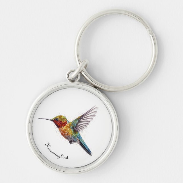  Rainbow Wings: Vibrant Hummingbird Art, custom  Key Ring (Front)