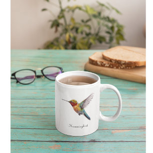 Rainbow Wings: Vibrant Hummingbird Art, custom Two-Tone Coffee Mug