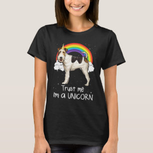 Rainbow Wire Fox Terrier Trust Me Im A Unicorn Dog T-Shirt