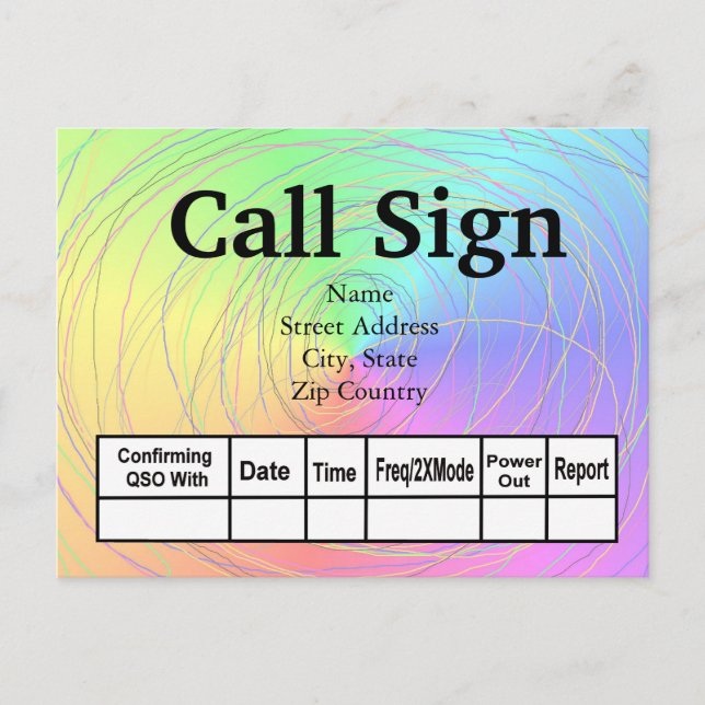 Rainbow & Wire Ham Radio QSL Cards (Front)