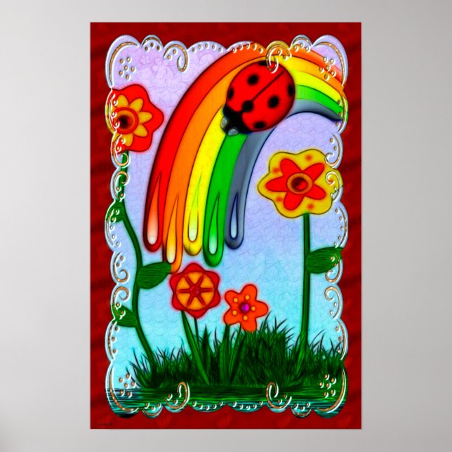 Rainbow Wishes Nursery Childs Art Poster (Front)