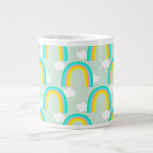 Rainbow with Cloud Blue Large Coffee Mug