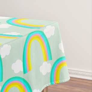Rainbow with Cloud Blue Tablecloth