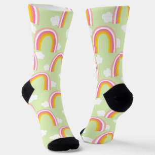 Rainbow with Cloud Light Green Socks