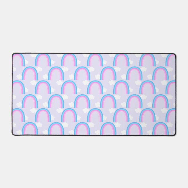 Rainbow with Cloud Light Purple Desk Mat (Front)