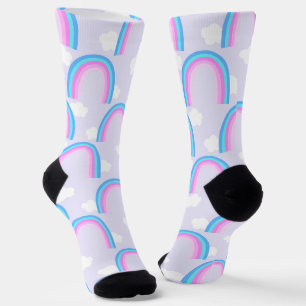 Rainbow with Cloud Light Purple Socks