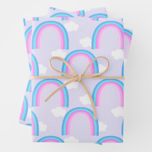 Rainbow with Cloud Light Purple Wrapping Paper Sheet