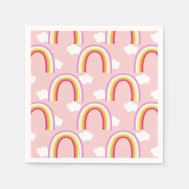 Rainbow with Cloud Pink Napkin (Front)