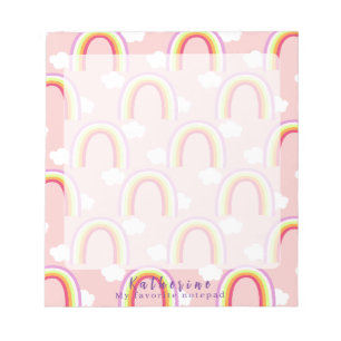 Rainbow with Cloud Pink Notepad