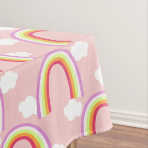 Rainbow with Cloud Pink Tablecloth