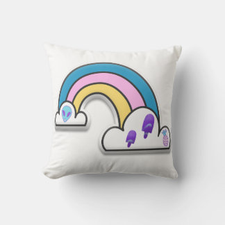 Rainbow with Clouds Illustration Cushion