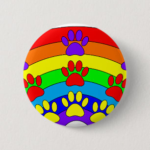 Rainbow With Dog Paw Prints 6 Cm Round Badge