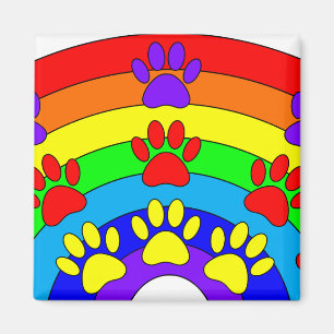 Rainbow With Dog Paw Prints Magnet
