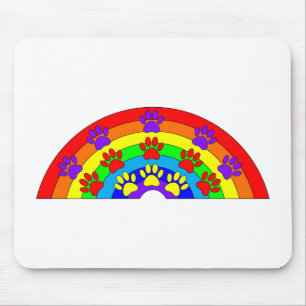 Rainbow With Dog Paw Prints Mouse Mat