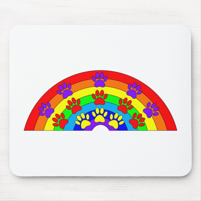 Rainbow With Dog Paw Prints Mouse Mat (Front)