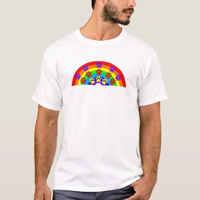 Rainbow With Dog Paw Prints T-Shirt (Front)
