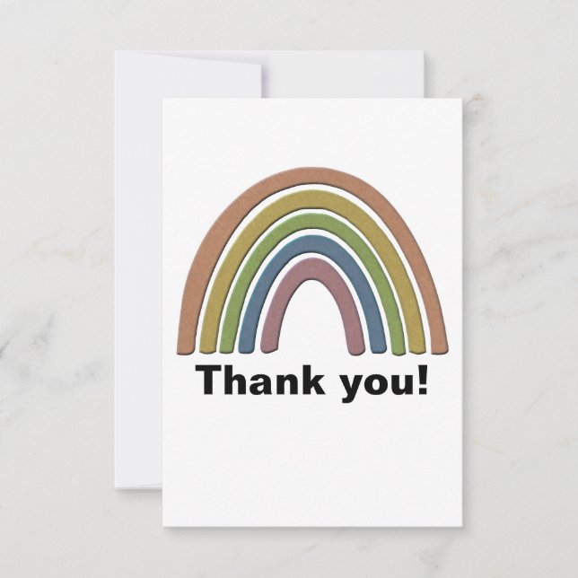 Rainbow With Faux Rustic Paper Terxture  Thank You Card (Front)