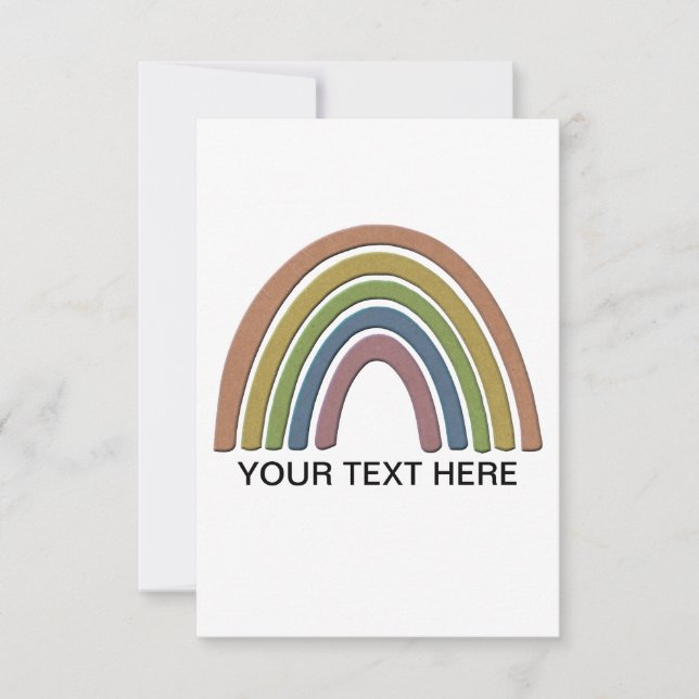 Rainbow With Faux Rustic Paper Texture Card (Front)