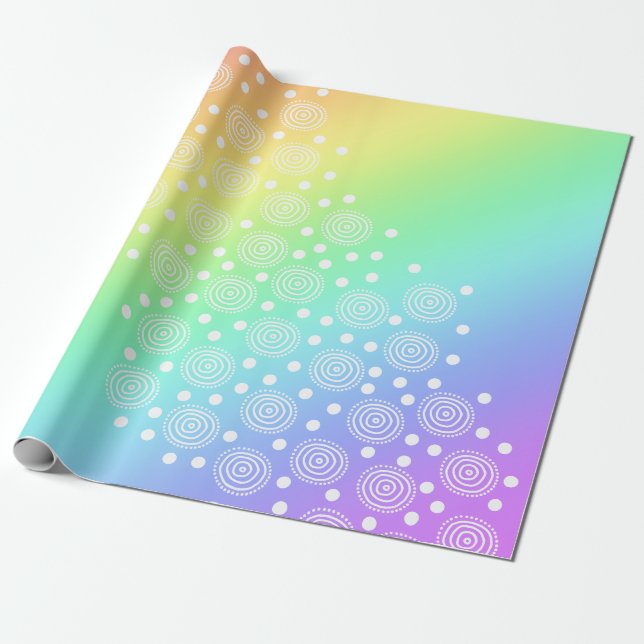 Rainbow with Fun Circles Wrapping Paper (Unrolled)