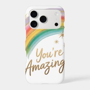 Rainbow with Gold Glitter and "You're Amazing"Text