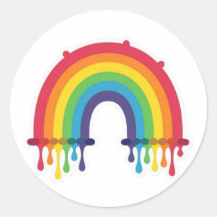 Rainbow with paint drips lgbtq+ classic round sticker