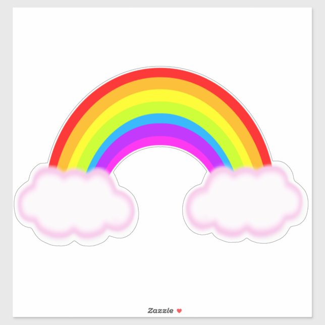 Rainbow with pink filled clouds - sticker (Sheet)
