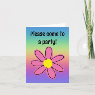 Rainbow with Pink Flower Blank Invitation