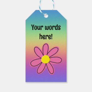 Rainbow with Pink Flower Personalised Gift Tags