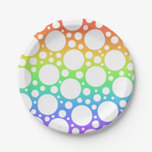 Rainbow with Polka Dots Paper Plate